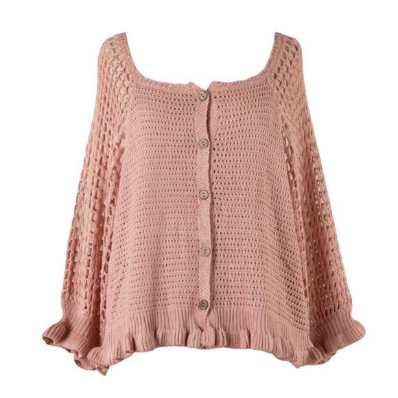 Sweaters - 070. *HOST PICK* NWT Women’s Blush Crochet Button-Down Sweater